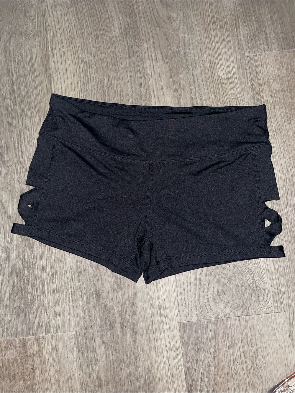 Material Girl Active Black Athletic Shorts with Side Cutouts